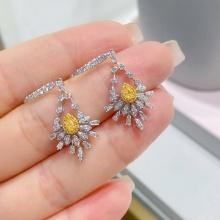 14k Gold 1.15 Ctw Natural Yellow Diamond & Diamond Earrings
