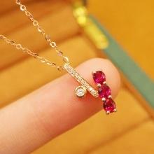 14k Gold 0.83 Ctw Natural Ruby & Diamond Pendant( Without Chain )