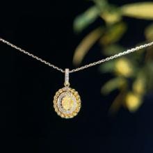 14k Gold 0.32 Ctw Natural Yellow Diamond & Diamond Necklace