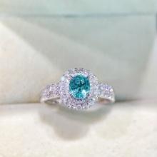 14k Gold 1.62 Ctw Natural Paraiba Tourmaline & Diamond Ring