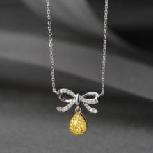 14k Gold 0.25 Ctw Natural Yellow Diamond & Diamond Necklace