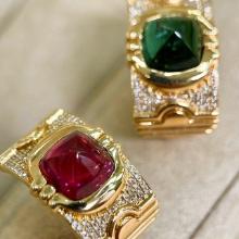 14k Gold 5.98 Ctw Natural Tourmaline & Diamond & Toi Et Moi Earrings