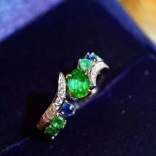 14k Gold 1.16 Ctw Vivid Green Natural Emerald & Emerald Ring