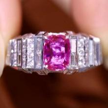 14k Gold 2.54 Ctw Natural Padparadscha Sapphire & Diamond Ring