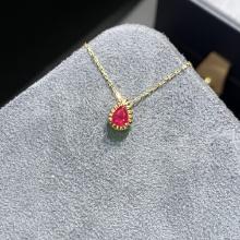 14k Gold 0.38 Ct Natural Ruby Necklace