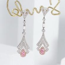 14k Gold 0.95 Ctw Natural Pink Diamond & Diamond Earrings