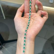 14k Gold 5.69 Ctw Natural Emerald & Diamond Bracelet