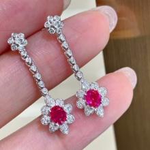 14k Gold 0.7 Ct Natural Ruby & Diamond Earrings