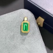 14k Gold 1.75 Ctw Vivid Green Natural Emerald & Diamond Pendant( Without Chain )