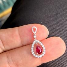 14k Gold 1.04 Ctw Natural Ruby & Diamond Pendant( Without Chain )