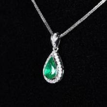 14k Gold 0.56 Ctw Natural Emerald & Diamond Pendant( Without Chain )