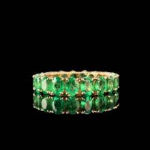 14k Gold 4.59 Ct Vivid Green Natural Emerald Ring