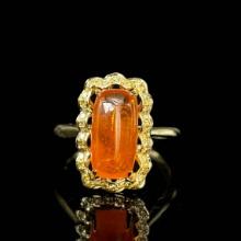 14k Gold 7.29 Ctw Natural Spessartine & Yellow Diamond Ring