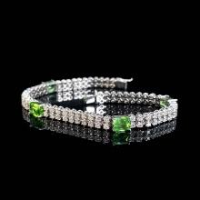 14k Gold 5.5 Ctw Natural Tsavorite & Diamond Bracelet