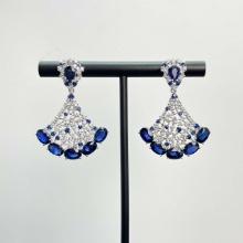 14k Gold 9.11 Ctw Natural Sapphire & Diamond Earrings