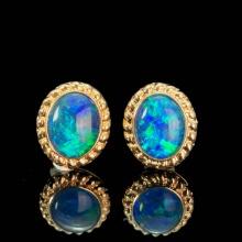 14k Gold 1.35 Ct Natural Opal Earrings