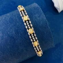 14k Gold 3.94 Ctw Natural Yellow Diamond & Diamond Bracelet