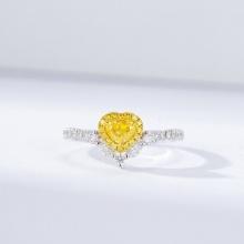 14k Gold 0.60 Ctw Natural Yellow Diamond & Diamond Ring
