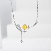 14k Gold 0.55 Ctw Natural Yellow Diamond & Diamond Necklace