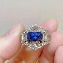 14k Gold 3.92 Ctw Natural Sapphire & Sapphire Ring