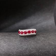 14k Gold 1.12 Ctw Vivid Red Natural Ruby & Diamond Ring
