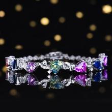 14k Gold 7.18 Ctw Natural Sapphire & Diamond Bracelet