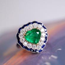14k Gold 2.51 Ctw Natural Emerald & Diamond Ring