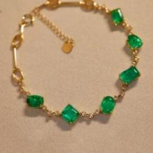 14k Gold 5.24 Ctw Natural Emerald & Diamond Bracelet