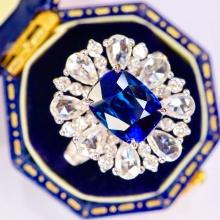 14k Gold 3.47 Ctw Natural Sapphire & Diamond Ring