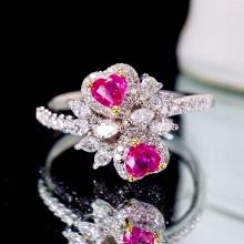 14k Gold 0.75 Ctw Natural Ruby & Diamond Ring