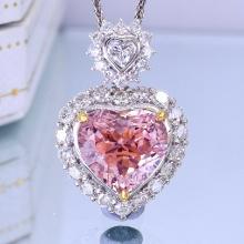 14k Gold 5.15 Ctw Natural Morganite & Diamond Pendant