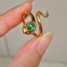 14k Gold 0.35 Ct Natural Emerald & Diamond Ring