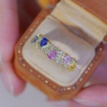 14k Gold 1.35 Ctw Natural Sapphire & Diamond Ring