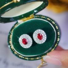 14k Gold 0.80 Ctw Natural Ruby & Diamond Earrings