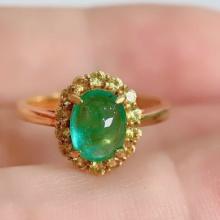 14k Gold 1.3 Ct Natural Emerald & Sapphire Ring