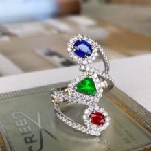 14k Gold 0.76 Ctw Natural Emerald & Sapphire Ring
