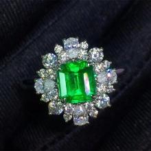 14k Gold 1.18 Ct Vivid Green Natural Emerald & Diamond Ring/pendant( Without Chain )