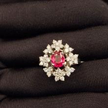14k Gold 2.06 Ctw Vivid Red Natural Ruby & Diamond Ring