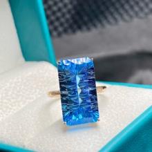 14k Gold 11.8 Ct Natural Topaz & Diamond Ring