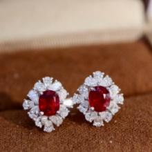 14k Gold 2.31 Ctw Natural Ruby & Diamond Earrings