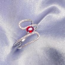 14k Gold 0.25 Ct Vivid Red Natural Ruby & Diamond Ring