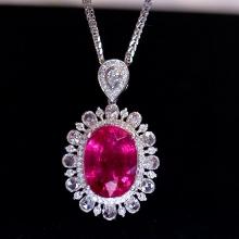 14k Gold 3.85 Ct Natural Tourmaline & Diamond Pendant( Without Chain )
