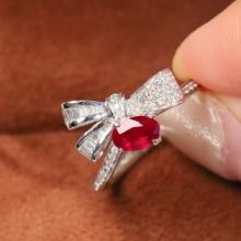 14k Gold 0.88 Ctw Vivid Red Natural Ruby & Diamond Ring