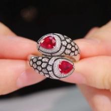 14k Gold 1.58 Ctw Vivid Red Natural Ruby & Diamond Ring