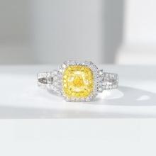 14k Gold 1.08 Ctw Natural Yellow Diamond & Diamond Ring