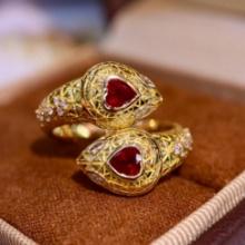 14k Gold 1.01 Ctw Vivid Red Natural Ruby & Diamond Ring