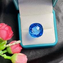 14k Gold 32 Ct Natural Topaz & Diamond Ring