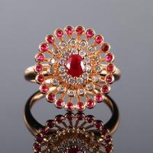 14k Gold 0.80 Ctw Natural Ruby & Ruby Ring