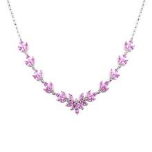 14k Gold 7.35 Ctw Natural Padparadscha Sapphire & Diamond Necklace