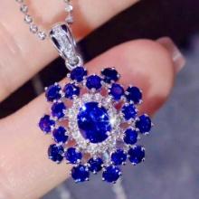 14k Gold 4.73 Ctw Natural Sapphire & Diamond Pendant( Without Chain )
